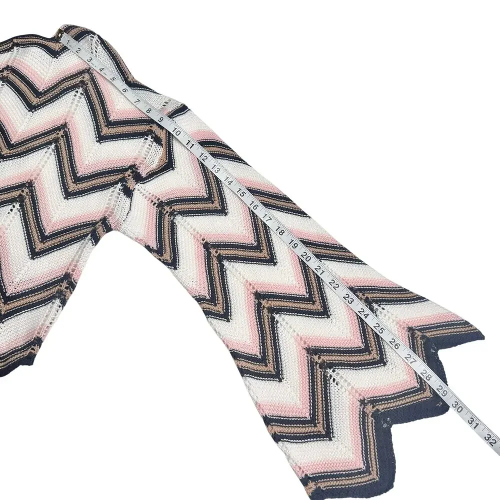 Audrey Parks | Women | Chevron Cropped Pointelle Crochet Knit Sweater | large